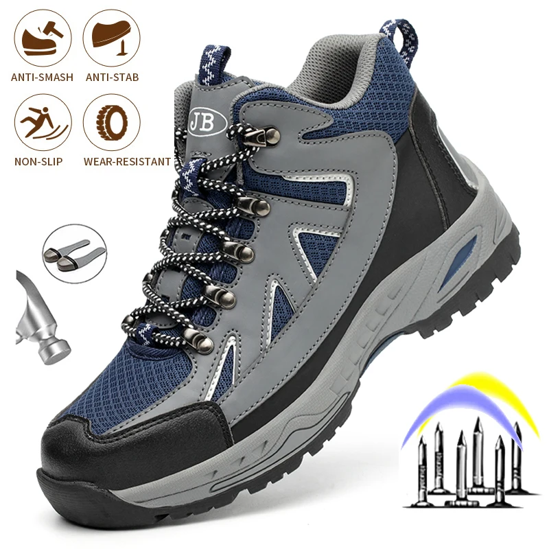 

New Comfortable Men Safety Shoes Breathable Lightweight Security With Steel Toe Sneakers Anti-smashing Anti-puncture Work Shoes