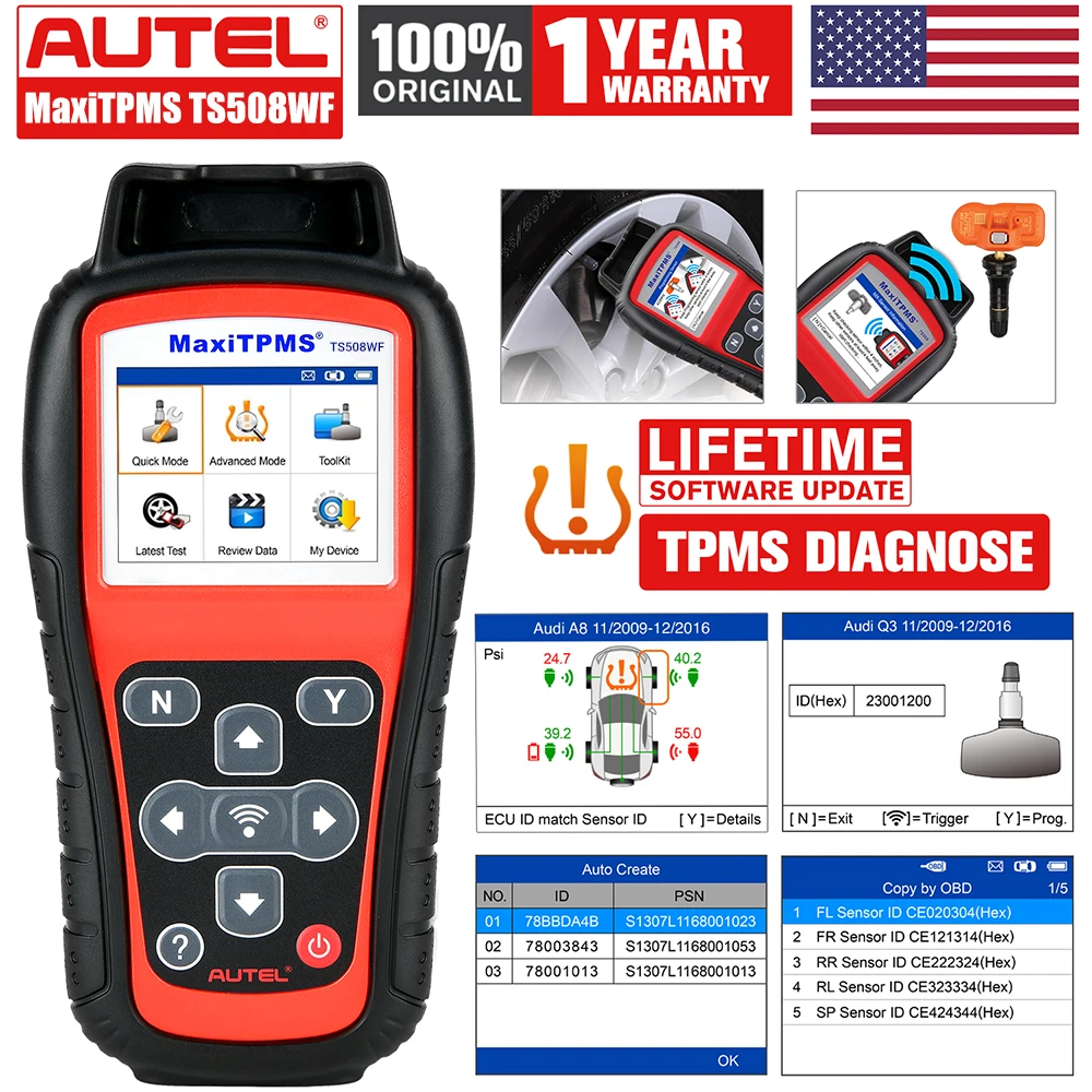 2024 MaxiTPMS TS508WF TPMS диагностический инструмент Проверка Системы ...