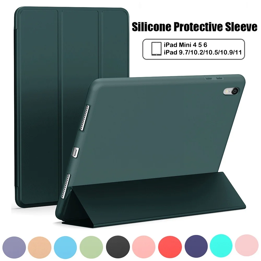 Generation Smart Cover For iPad Air 2 Air 1 Mini 1 2 3 4 5 6 pro11 7.9" Ultra Slim PU Leather PC Translucent Back Case for Apple