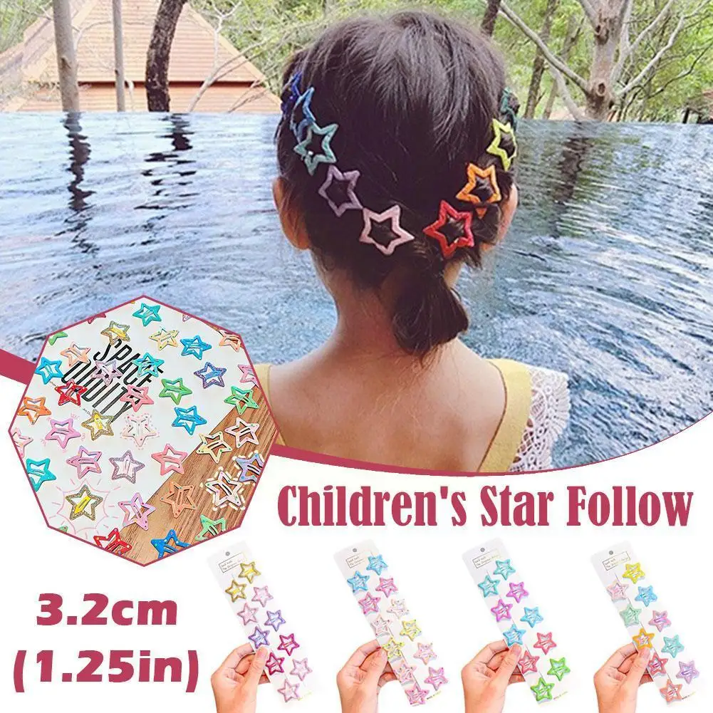 

Cute Girls Star Hairpin Kawaii Child Kids Hair Clips Paper Hairgrips Accessories Pins Headdress No Jam Ornaments Barrettes Y0N5