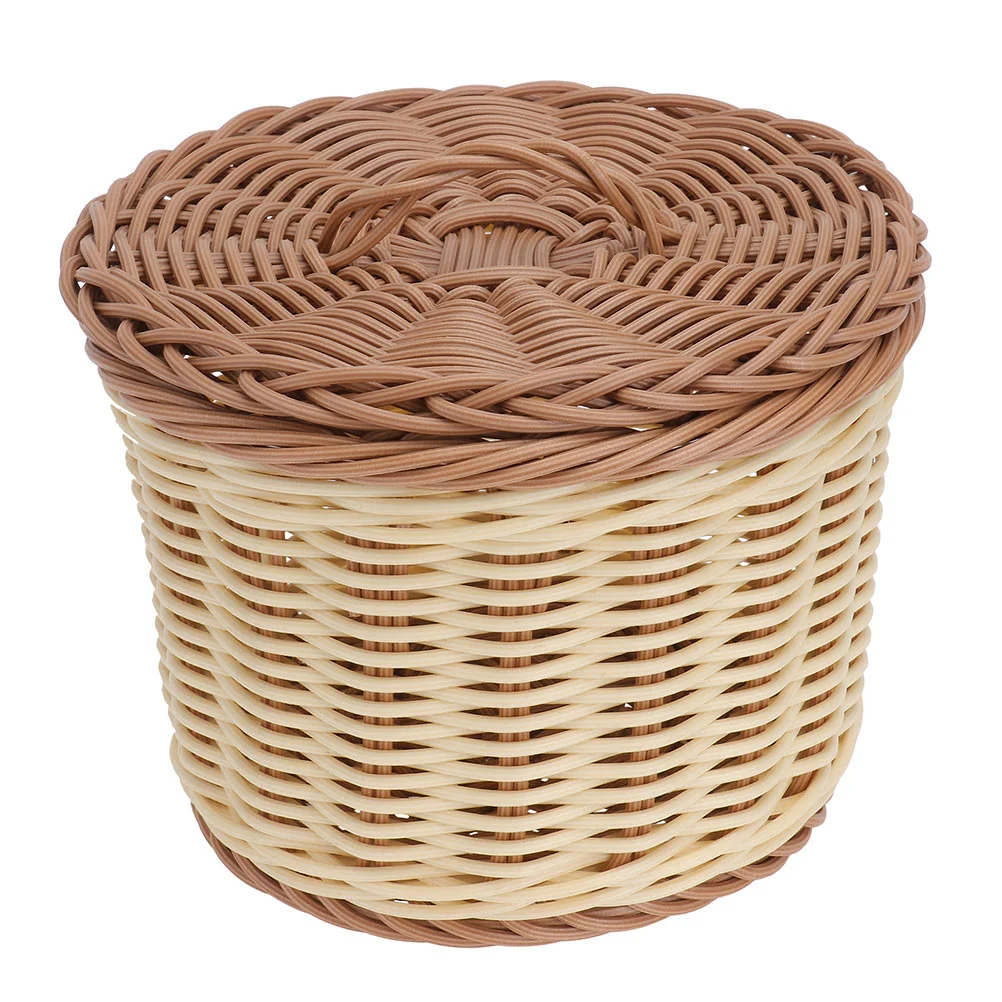 

1 Set Weaving Craft Food Basket with Lid Simple Bread Basket Exquisite Storage Holder