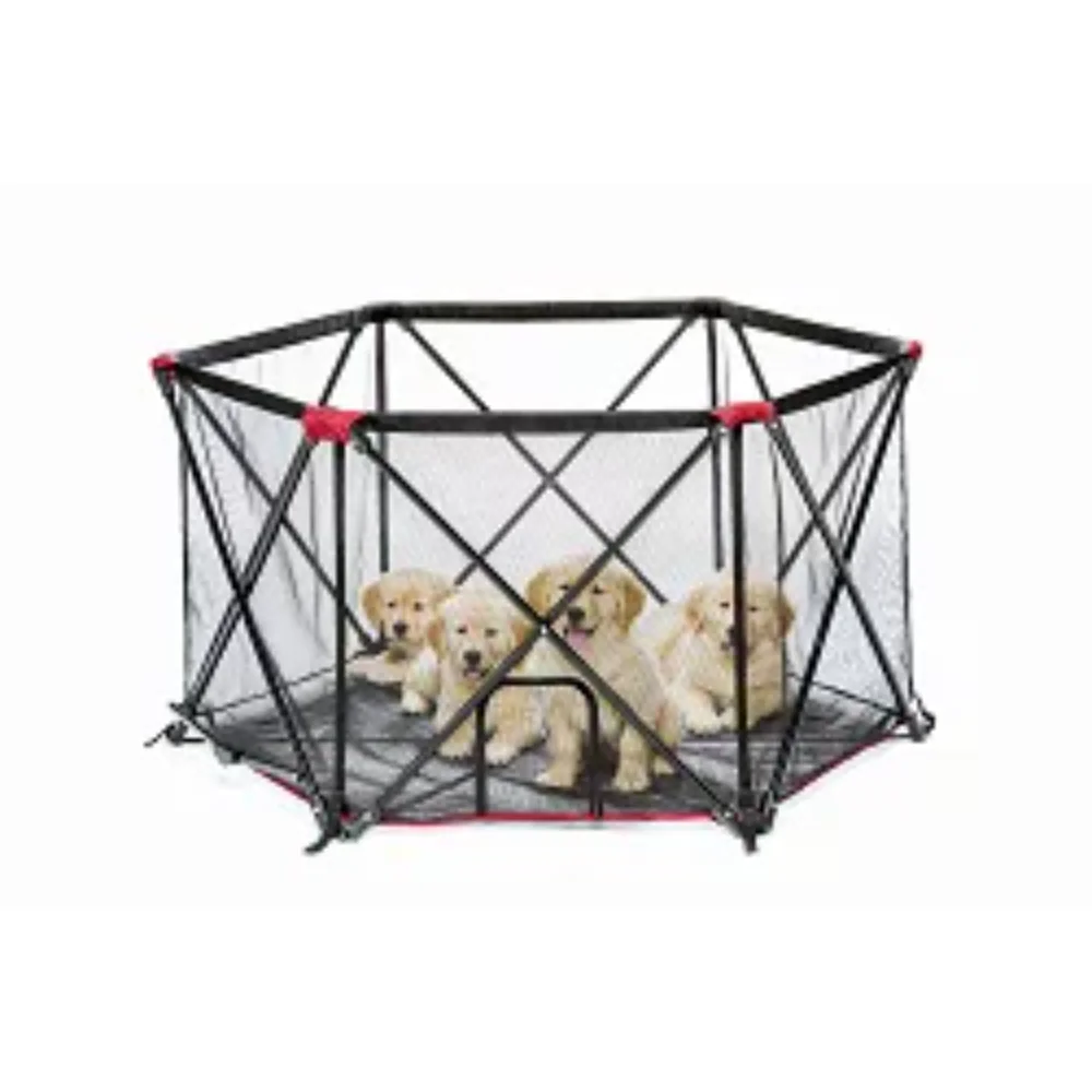 

Folding Portable Dog Play Yard, Red, 48"L x 48"W x 26"H