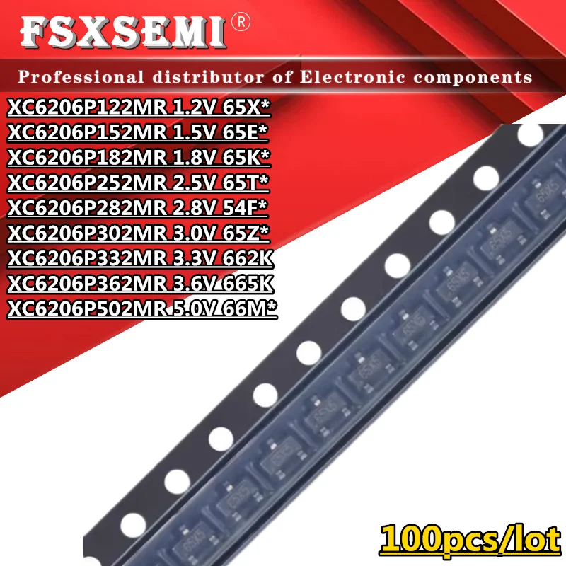 100 шт. XC6206P122MR XC6206P152MR XC6206P182MR XC6206P252MR XC6206P282MR XC6206P302MR XC6206P332MR XC6206P362MR XC6206P502MR 662K