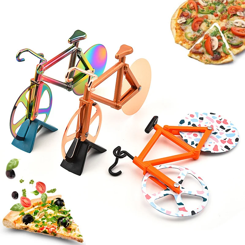

Pizza Cutter Bicycle Wheel Shape Stainless Steel Pizza Chopper Slicer Pizza Cutting Knife Non-Stick Cutting Kitchen Gadget Gift