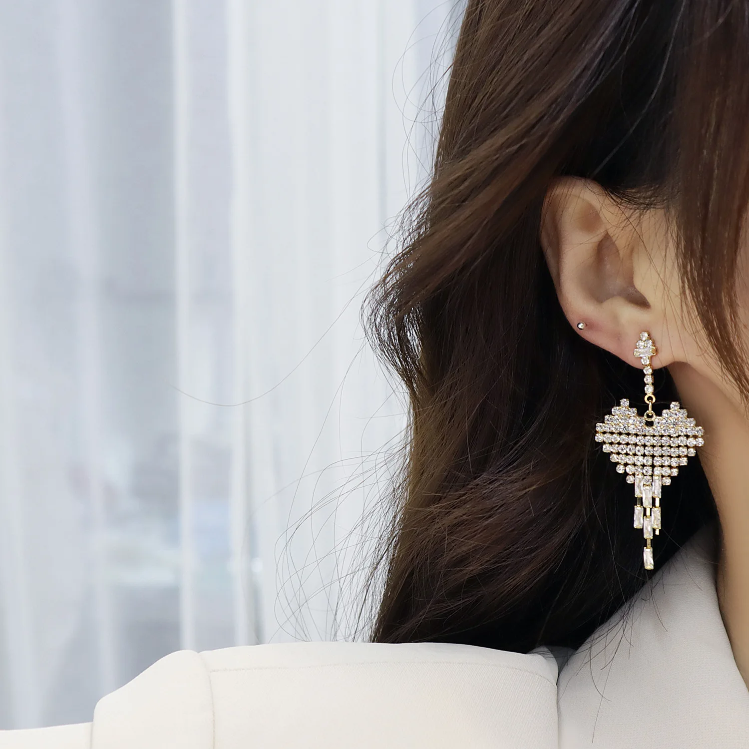 

Модные Роскошные позолоченные серьги Lexie Diary в форме сердца с кисточками для свадебного подарка