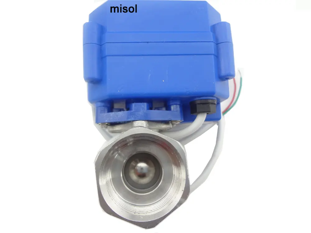 Misol / 1шт. Моторизованный шаровый клапан G3/4" DN20 (уменьшенный проход) 2-ходовой 12VDC CR04 из нержавеющей стали электрический включен.