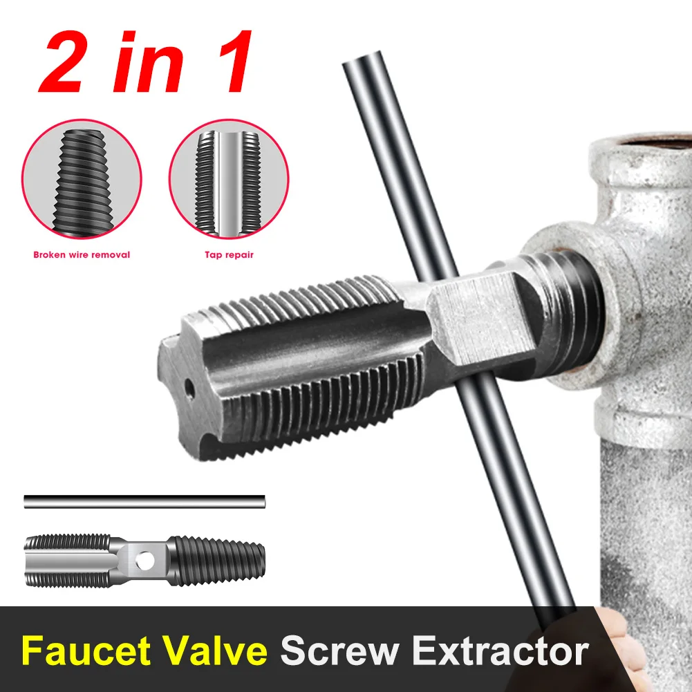 

2 In 1 Faucet Water Pipe Triangle Valve Screw Extractor Damaged Broken Wire Water Pipe Bolt Remover Multipurpose House Drill Bit