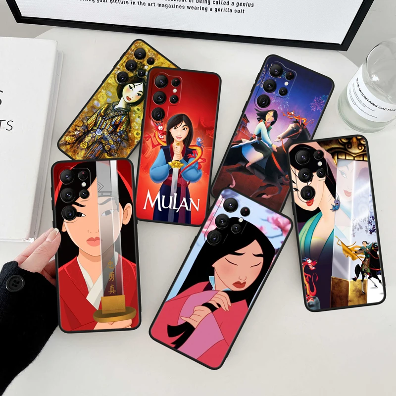 

Disney Princess MuLan Black Phone Case For Samsung Galaxy S23 S22 S21 S20 FE Ultra Pro Lite S10 S10E S9 Plus 5G
