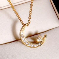 fashion moon star heart pendant zircon necklace for women choker chain shine girlfriend jewelry gifts female couple party collar