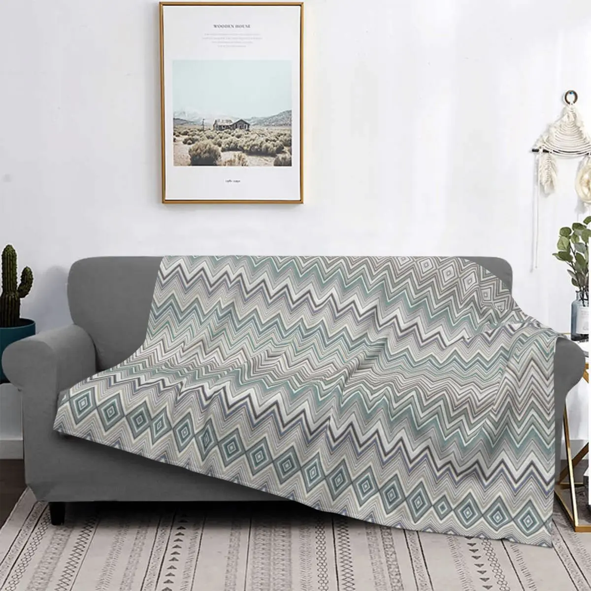 

Boho Chic Zigzag Chevron Blankets Soft Flannel Winter Modern Bohemian Zig Zag Multicolor Throw Blanket for Sofa Car Bedding
