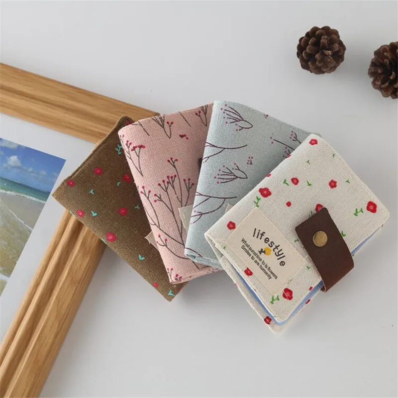 

Business Card Wallet Women 20 Slot Floral Credit Card Holder ID Bank Card Holder Purse For Cards Canvas Women's Cardholders Bag