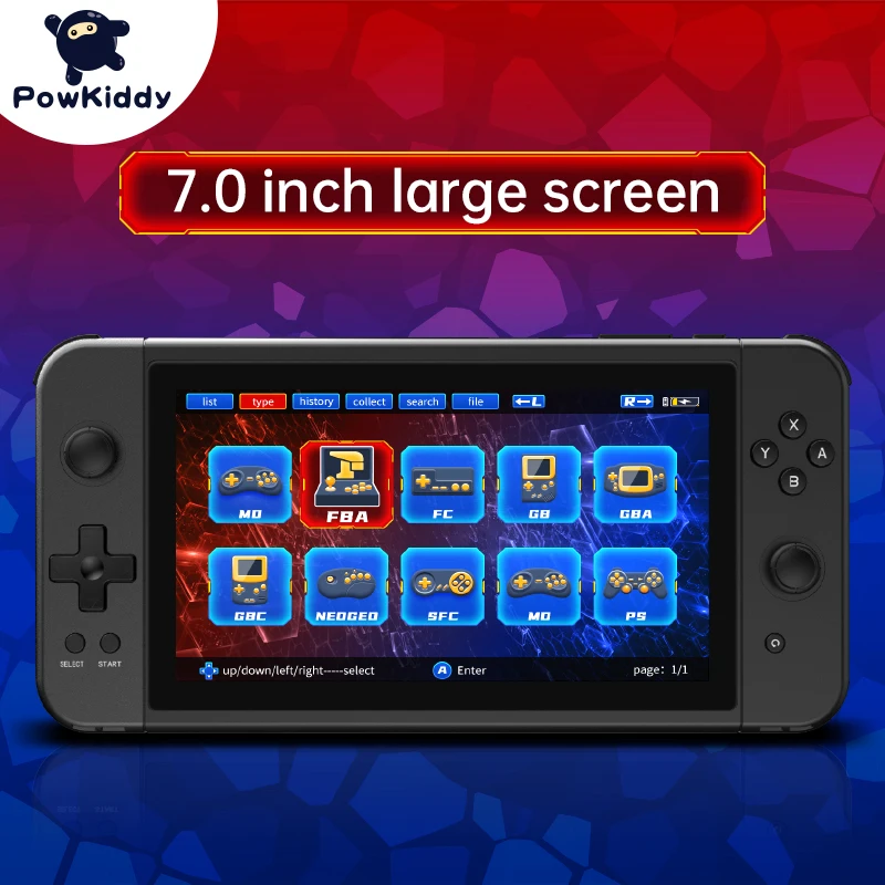

POWKIDDY New X70 Handheld Video Game Console 7 Inch HD Screen Retro PS1 Cheap Children's Gifts Support Two-Player Games