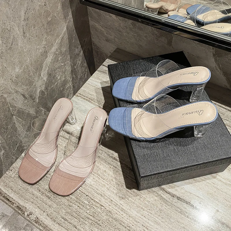 

Шлепанцы женские резиновые, повседневная обувь для девочек, блестящие сланцы, высокий каблук, Гавайский стиль, ПУ кожа, 2022