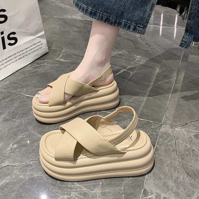 

Comfort Shoes for Women Clogs Wedge Luxury Sandals 2023 Summer Suit Female Beige Muffins shoe High Heels Espadrilles Platform Al