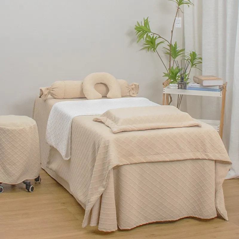 2023 New Four-Piece Set of Beau Bedspread Solid Internet Celebri Light Luxury Sle Knitted Cotton Four Seasons...