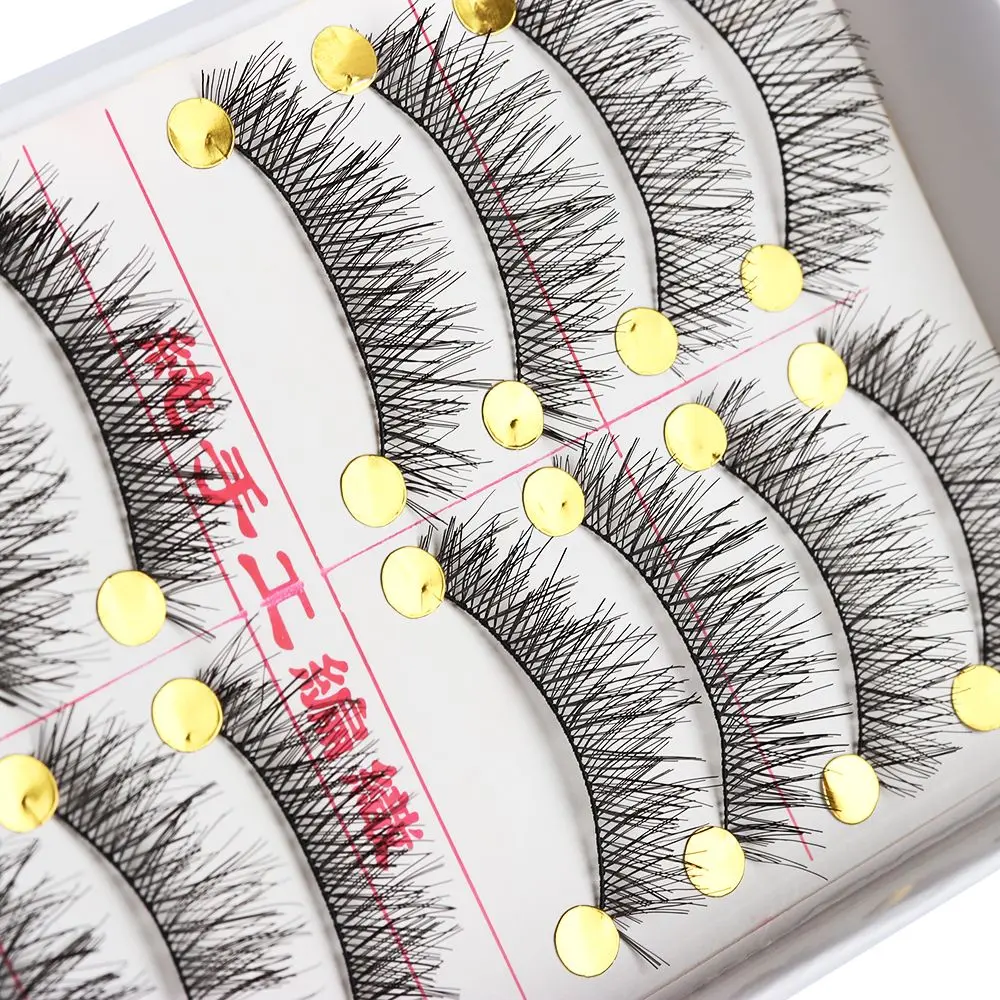 

10 Pair Beauty Natural Cross Thick Fake lash Makeup tool Black False Eyelashes