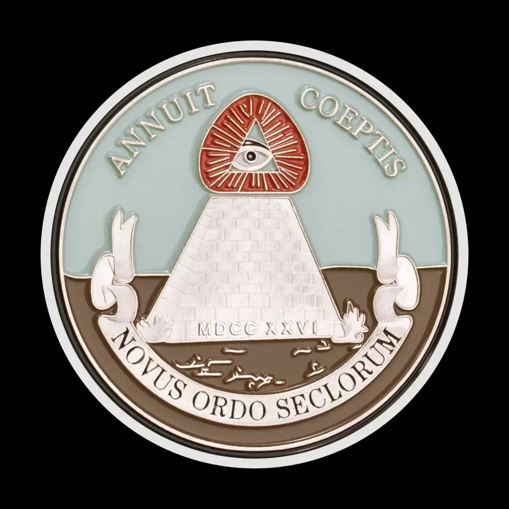 1870 ежегодный Coeptis NOVUS ORDO SECLORUM Бесплатная кладка посеребренная сувенирная монета