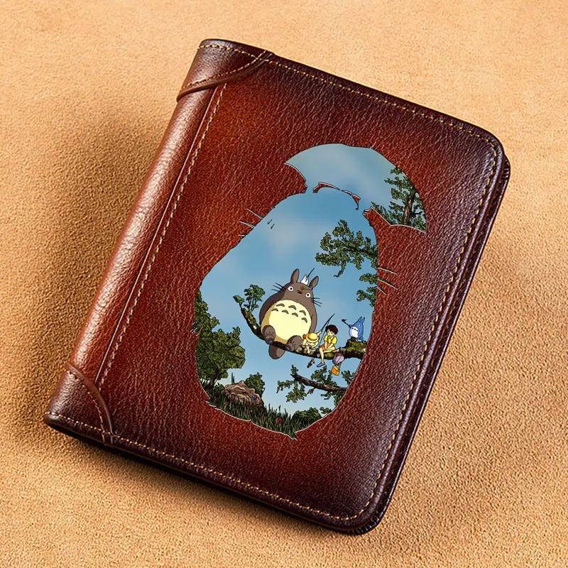 

Vintage High Quality Genuine Leather Wallet MY NEIGHBOUR TOTORO Theme Printing Standard Short Purse BK1409