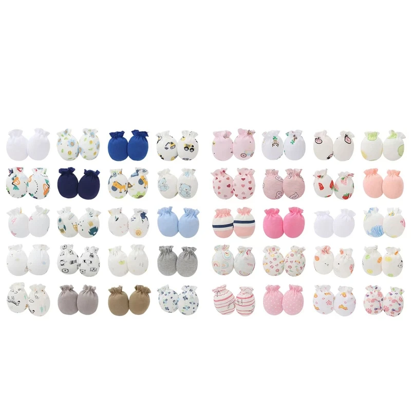 

20 Pairs Baby Anti Scratching Soft Cotton Gloves Newborn Protection Face Handguard No Scratch Mittens Infants Supplies Shower