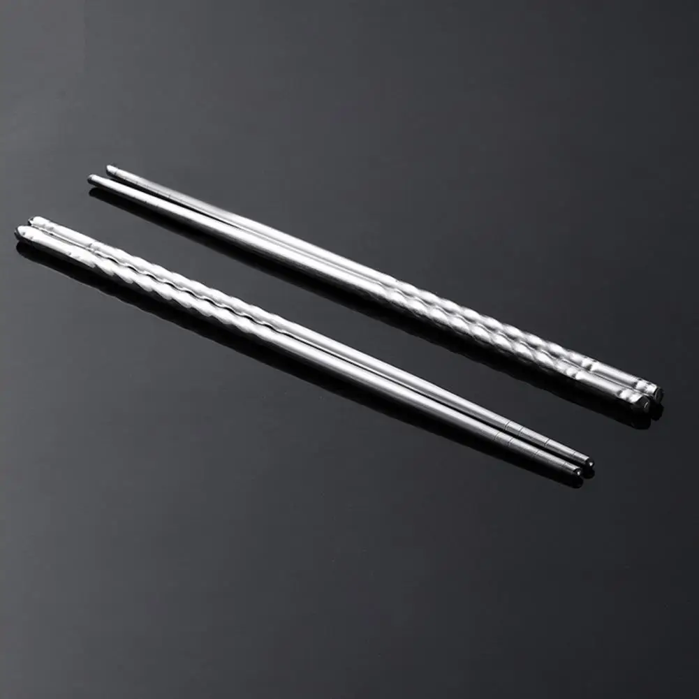 

4 Pair Food Chopsticks Reusable Non-slip Stainless Steel Metal Chinese Chop Sticks Tableware Kitchen Tools