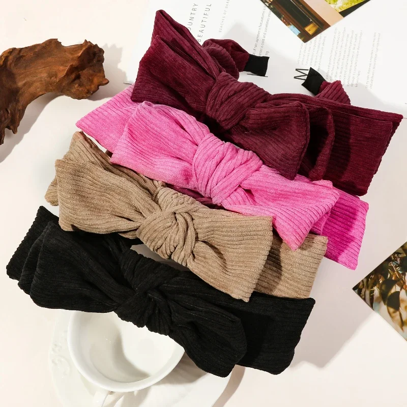 

Multi-layered Corduroy Big Bow Headband for Women Girls Vintage Face Washing Y2K Hairband Hair Loop Accessories Hair Ornaments
