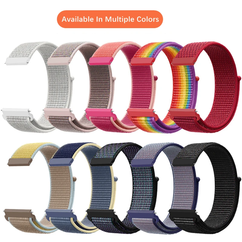 

Ремешок нейлоновый 20 мм 22 мм для Xiaomi Samsung Galaxy Watch 4 3 46 мм 42 мм Active2 40 мм 44 мм Gear S3, браслет Huawei GT3 2Pro