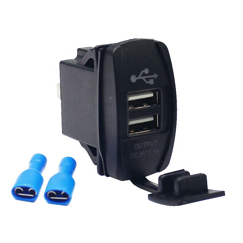 

3.1A 12V Rocker Switch Panel Mount Double Dual USB Car Charger Socket