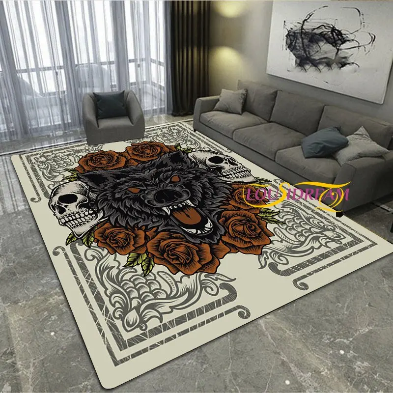 Animal Theme Wolf Dream Catcher Carpets Anti-Skid Mat Area Rug for Living Room Decoration Bedroom images - 6