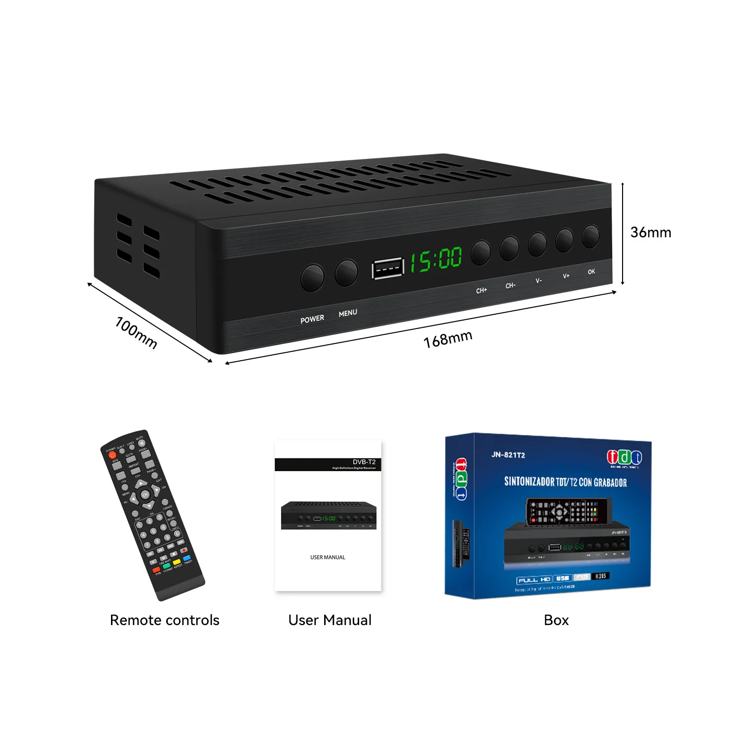 ЕС Испания DVB T2 H.265 ТВ-приемник TDT декодер 1080p Full Hd DVBT2 H265 10-битный Set Top Box EU Plug Terrestrial TV