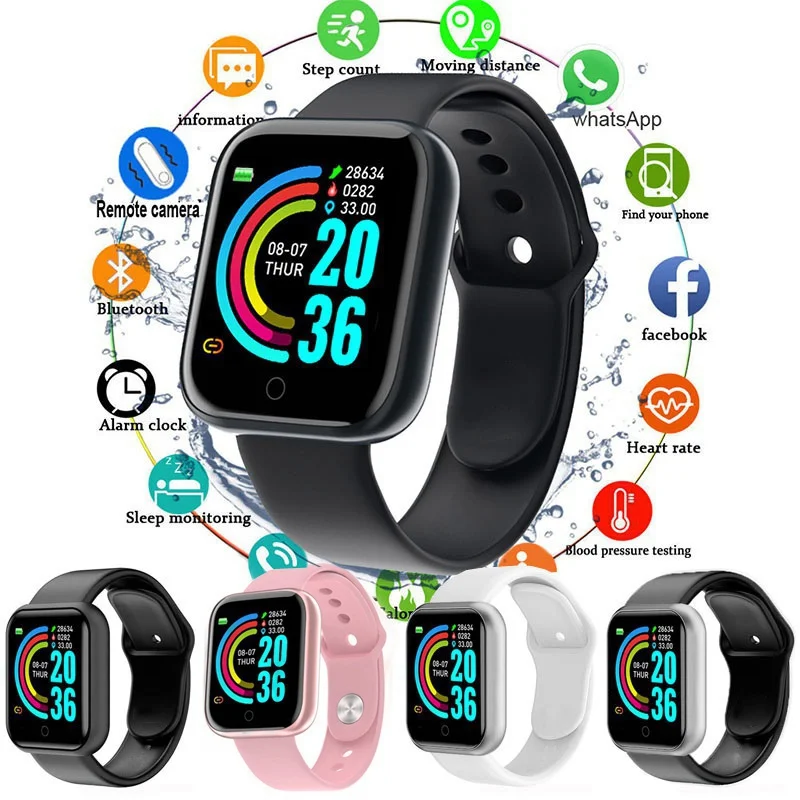 

Wristwatch Fitness Y68 Color Screen Smart Sport Bracelet Activity Running Tracker Heart Rate for Children Men Women Watch Hours