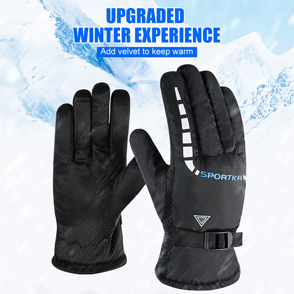 

1Pair Winter Gloves for Men Women Waterproof Warm Lining Adjustable Wrist Outdoor Cyling Driving Motorcycle Gloves Full Fingers