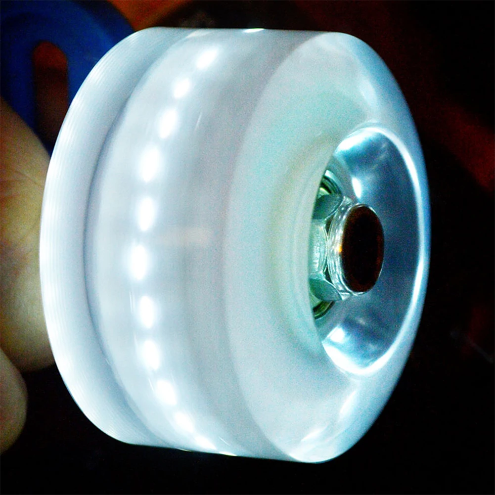 

Wide Surface Skate Wheel Replacement Double Row High Elastic Sports With Wrench Universal Flashing Roller Luminous LED Lighting