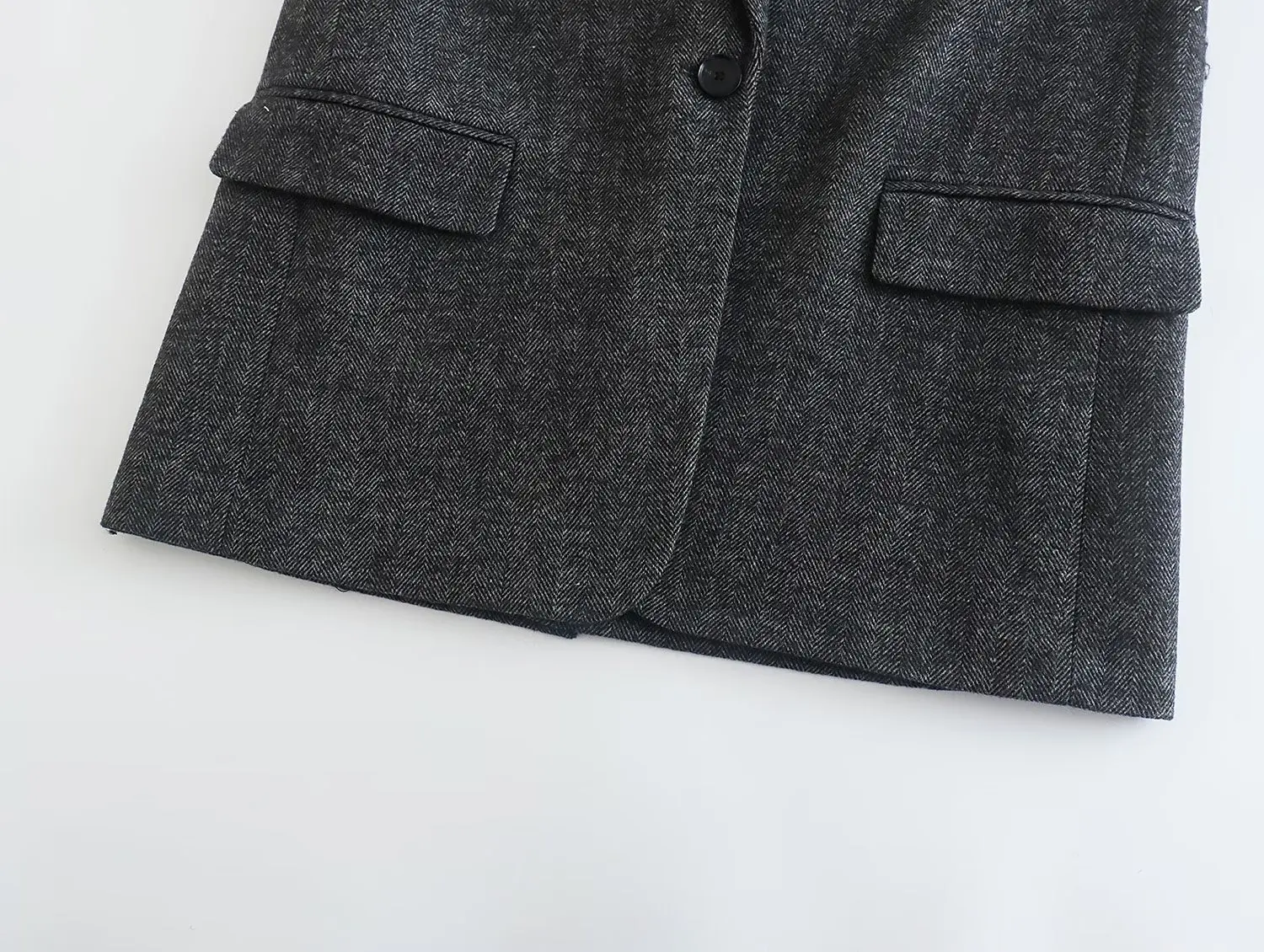 Refeel Women Blazers Loose Solid Jacket Single Button Office Lady Coat Long Sleeves Outwear Office Female Chic Vestidos