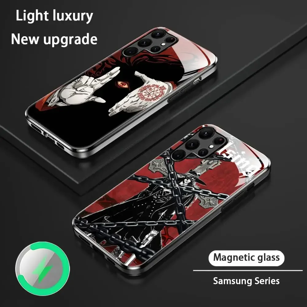 Фото GGT GOOF аниме Alucard Hellsing чехол для телефона Samsung S25 S24 S23 S22 S21 S20 Plus Ultra Note20 стеклянный магнитный чехол №4