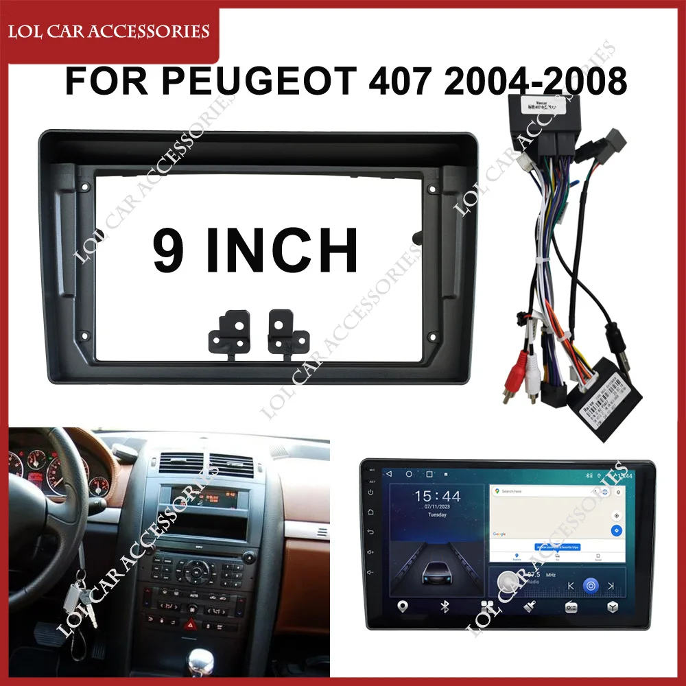 

9-дюймовый автомобильный радиоприемник для Peugeot 407 2004-2008, Android, стерео, MP5, GPS-плеер, 2 Din, панель Fascia, корпус, рамка, крышка приборной панели