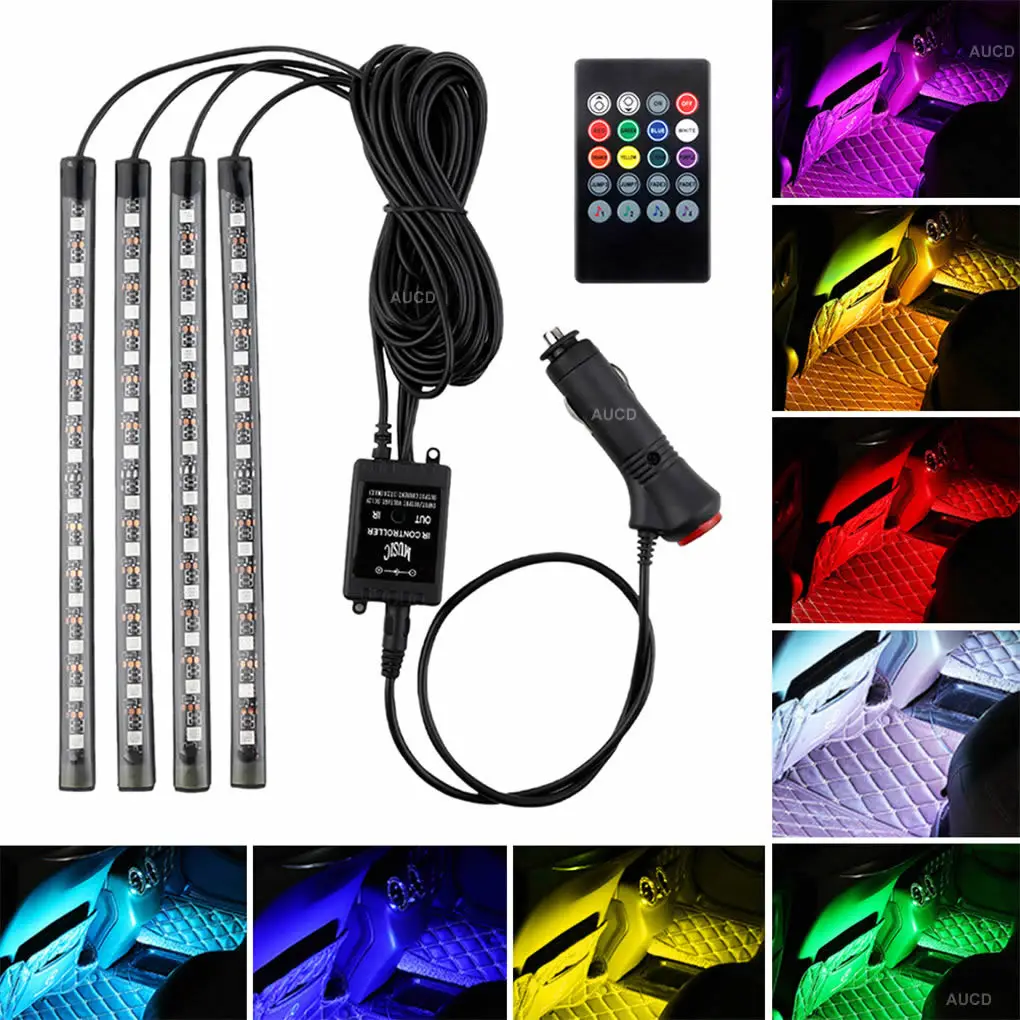 10W RGBW LED Car Interior Decor Atmosphere Strip Light USB Remote Music Control Indoor Cars Decorative Lights Ambient Neon Lamps