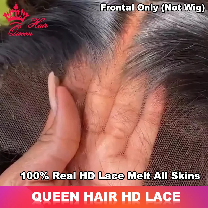 Queen Hair Real HD Frontal 13x6 13x4 Undetectable Invisible Lace Closure 4x4 5x5 6x6 7x7 Virgin Raw Human Straight Hair