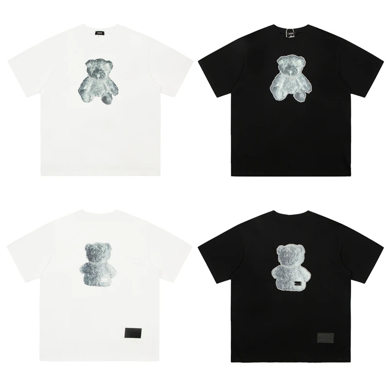 

3M Reflective Bear T Shirt We11done Short Sleeved Men Women Streetwear Hip Hop Cotoon T-Shirts