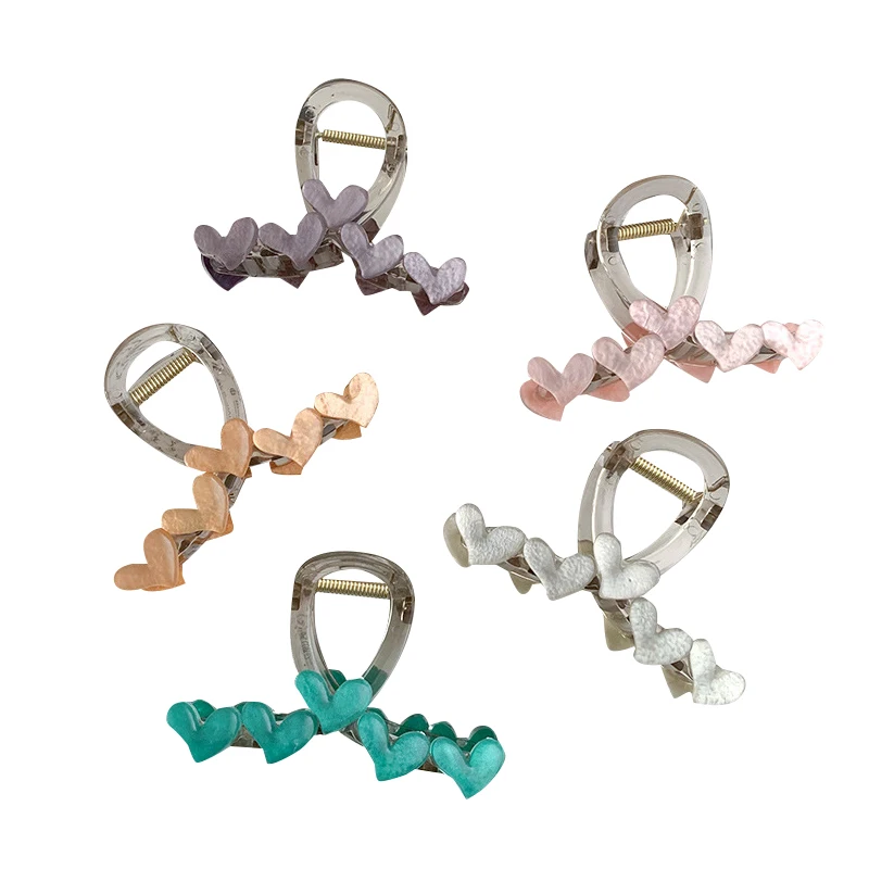 Элегантный желеобразный зажим для волос в форме сердца акриловый нескользящий