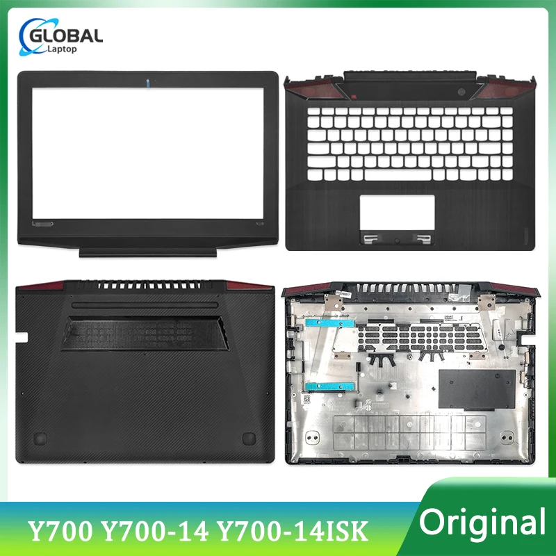 Original New Laptop case for Lenovo Y700 Y700-14 Y700-14ISK Front Bezel Palmrest Bottom Case Upper Top Housing replacement Y700