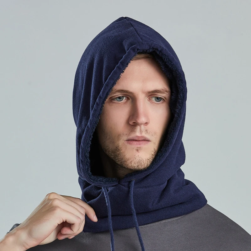 

Winter Hat Mask Set Hooded Collar for Men Cotton Plush Neck Warm Bonnet Russia Outdoor Ski Windproof Hat Thick Baggy Beanies
