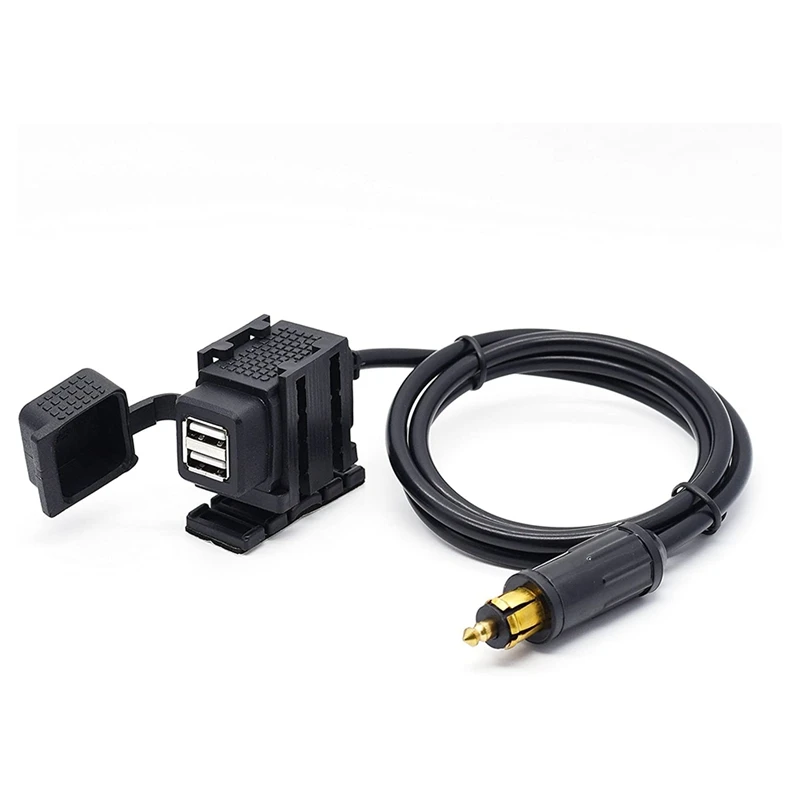 

Motorcycle 4.2A Dual USB Charger Socket Power Adapter With 180Cm Cable For BMW DIN Hella Plug Phone /Iphone /GPS Satnav