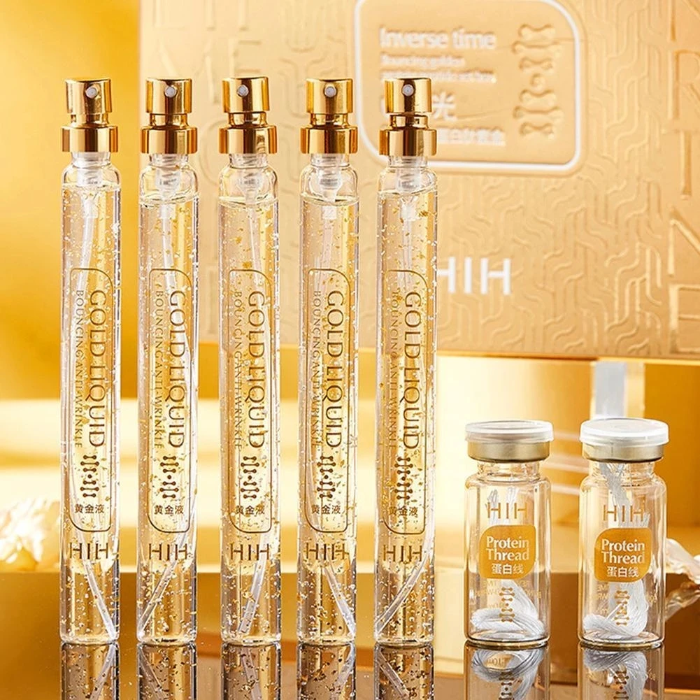 

24K Gold Active Collagen Facial Essence Protein Thread Serum Anti Aging Hyaluronic Acid Skin Care for Face Firming Moisturizing