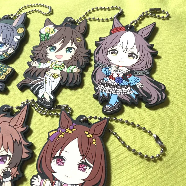 Фото Umamusume: Брелок-подвеска из резины с персонажами Pretty Mejiro, Ryan, Rhein, Kraft, Shinko, Windy, аксессуар для сумки, украшение, рождественский подарок №2