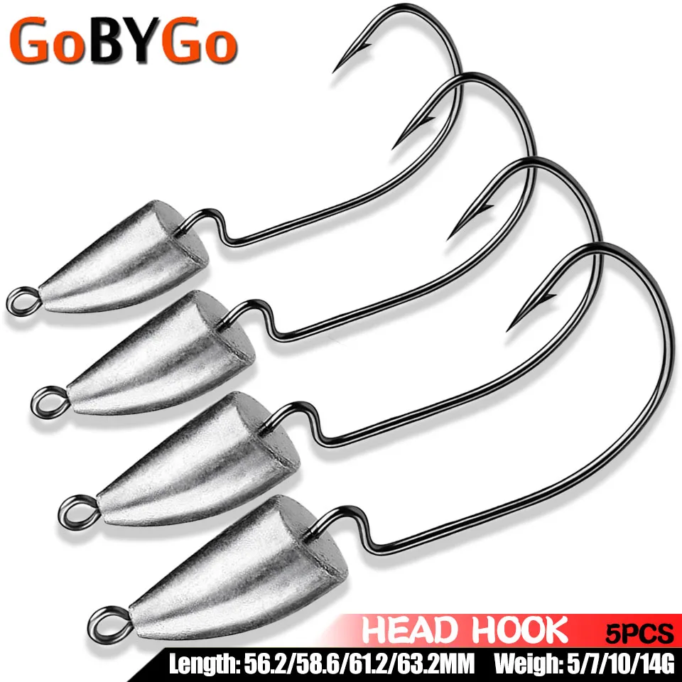 

Рыболовный крючок 5 шт./лот, искусственный крючок с головкой, 7 г, 10 г, 14 г, приманка для червя, рыболовная свинцовая джиг-головка, рыболовный кр...