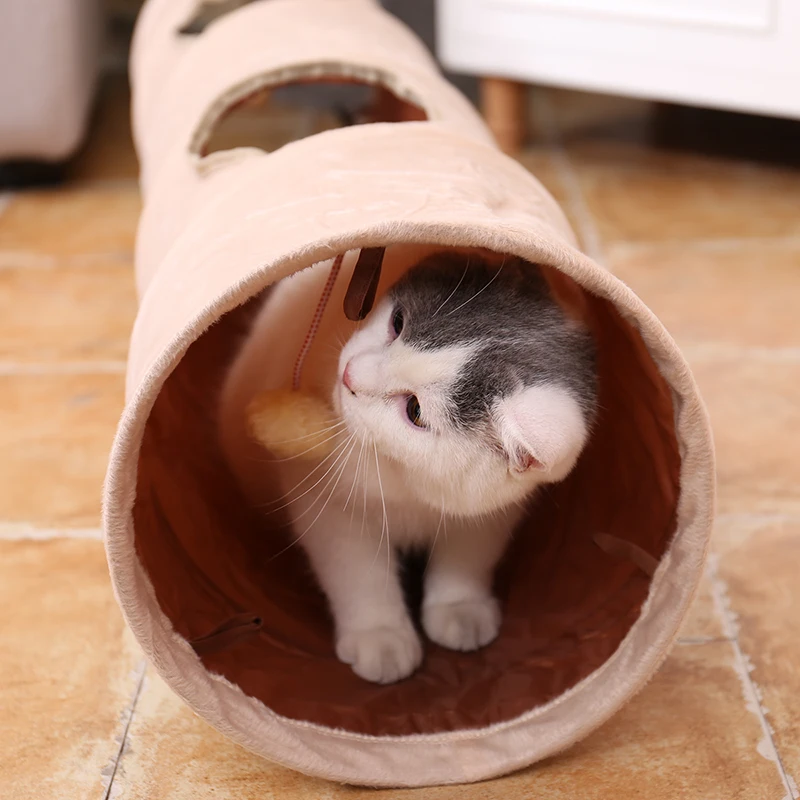 

Новинка, любимая кошка! Роскошный туннель из замши для домашних животных, туннель для кошек с безумным встряхиванием, подвесной шар, расширя...