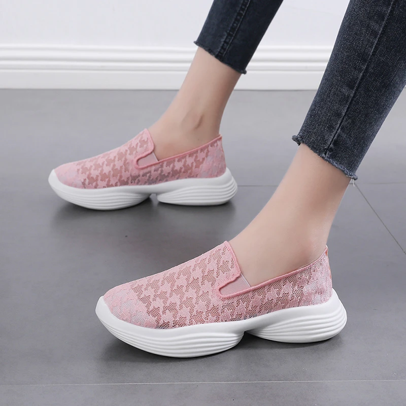 

Breathable Flats Sneakers Ballet Flat Platform Shoes For Women Mesh Slip On Comfortable Boat Shoes Moccasins Ladies Swing Shoes