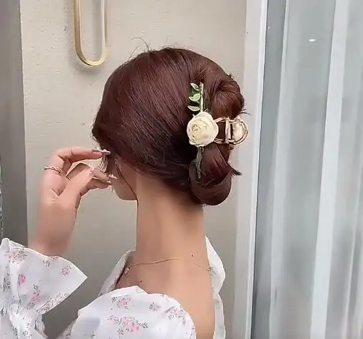 Заколка-краб для женщин Милый Винтажный зажим волос в форме листа цветка хвоста
