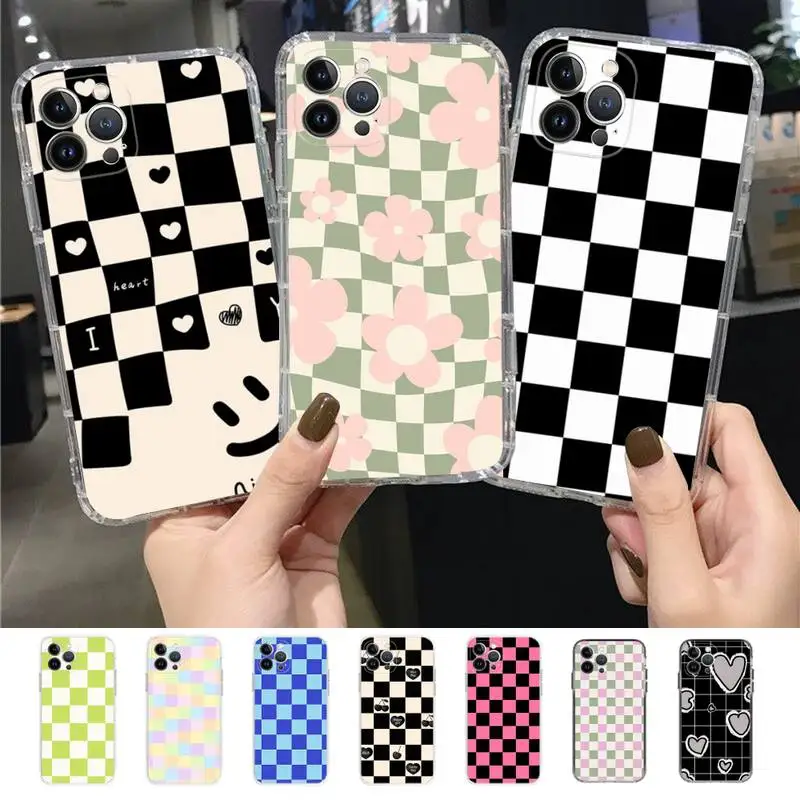 

Lattice Balck Phone Case for iPhone 11 12 13 mini pro XS MAX 8 7 6 6S Plus X 5S SE 2020 XR case