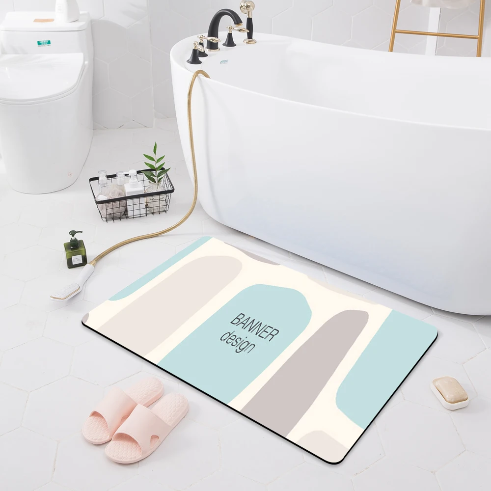 

Bathroom Absorbent Non-Slip Mat Home Entrance Doormat Bath Toilet Floor Shower Room Bathtub Rug Modern Kitchen Carpet Customized